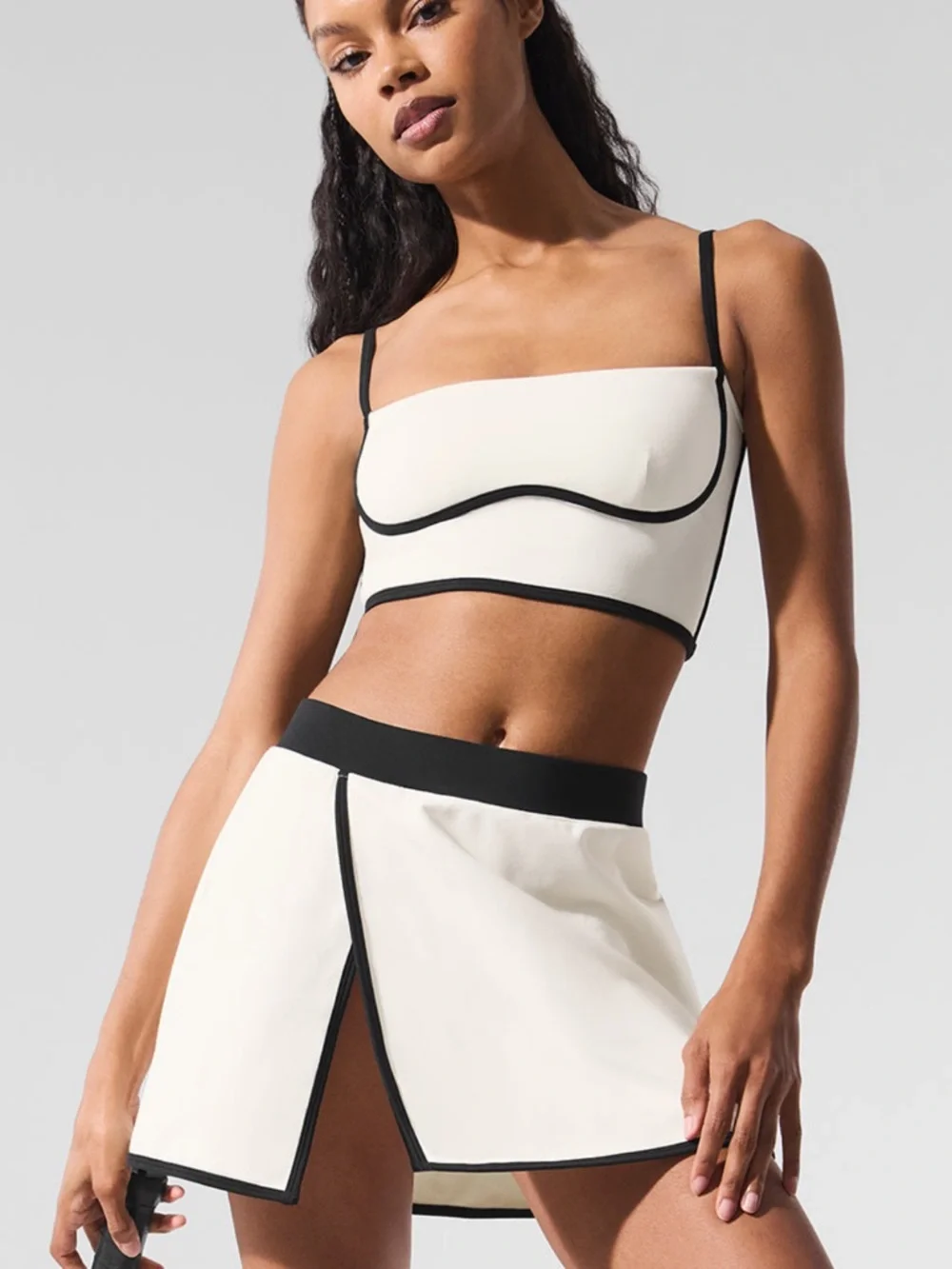 ALO Yoga White and Black Circle Skater Skirt